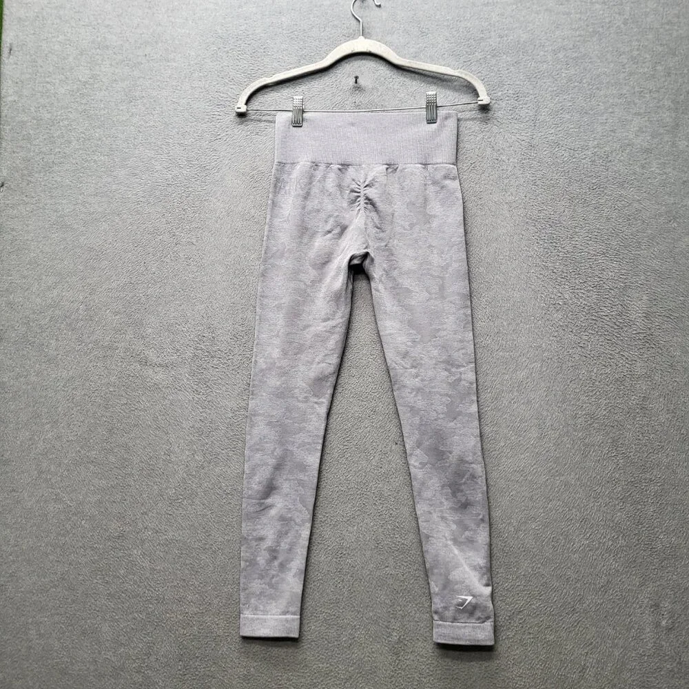 Gymshark‎ Women Activewear Pants S Gray Nylon Polyester Camouflage Yoga Legging